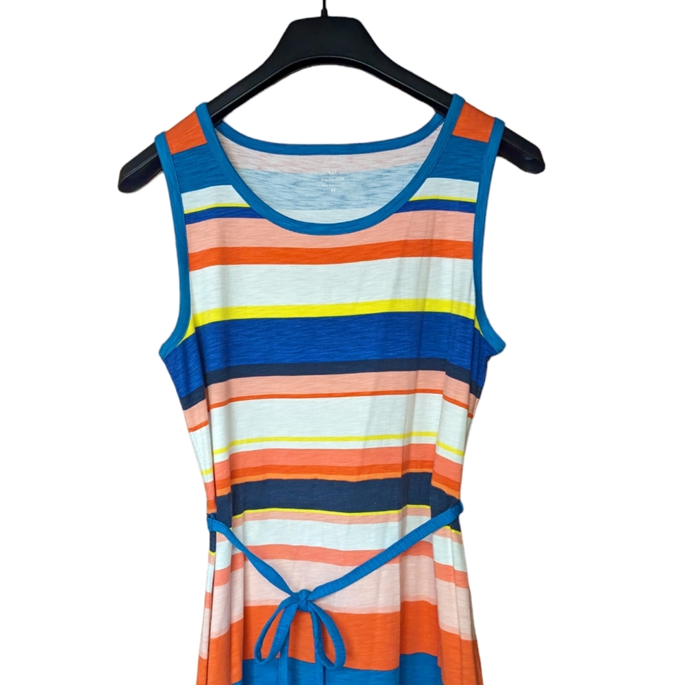 Talbots Belted Stripe Midi Dress Size Medium - Picture 4 of 9
